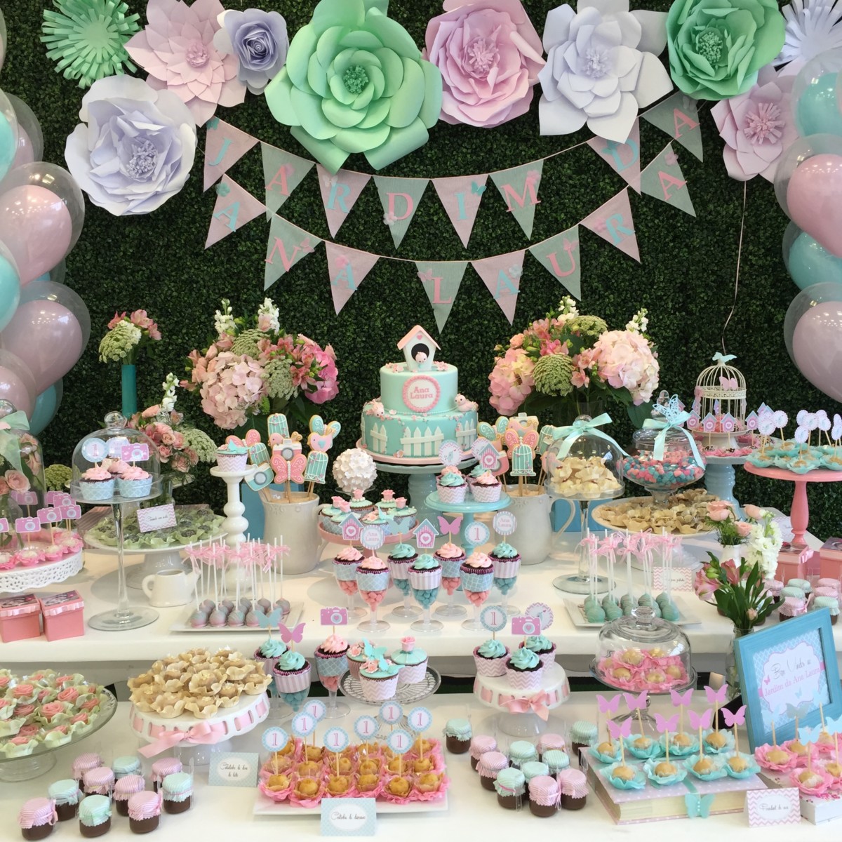 DECORAÇÃO PARA FESTA DE ANIVERSÁRIO DA BEBÊ LAURA!! Tema Infantil Rosa 